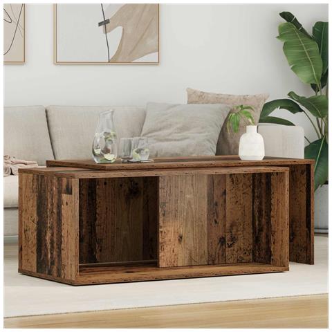 Set di Tavolini da Caffè 2 pcs Legno vecchio Legno multistrato - Foto 2