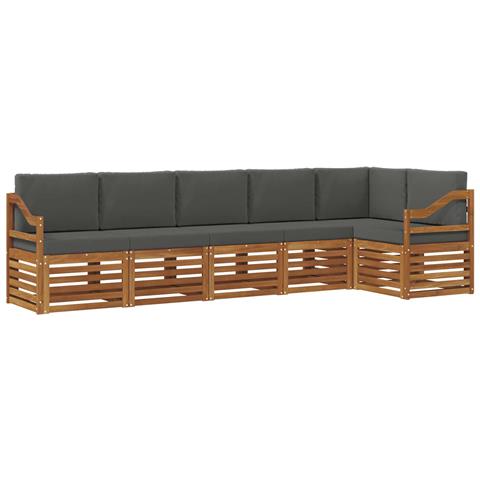 Set divani 6 pcs Naturale e Antracite Legno di Acacia Massello - Foto 1