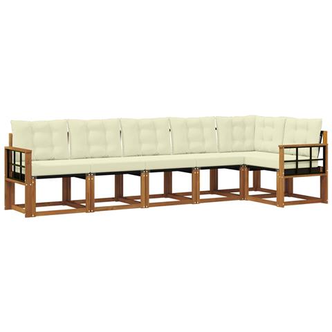 Set di divani da esterno con cuscino 6 pcs Naturale e Crema - Foto 1