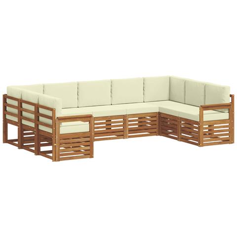 Set divani 9 pcs Naturale e Crema Legno di Acacia Massello - Foto 1