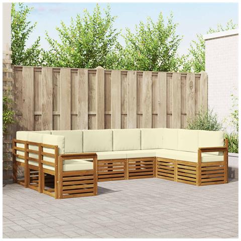 Set divani 9 pcs Naturale e Crema Legno di Acacia Massello - Foto 2