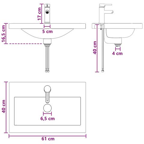 Lavabo da bagno Nero Opaco 61 x 40 x 16,5 cm Metallo - Foto 8