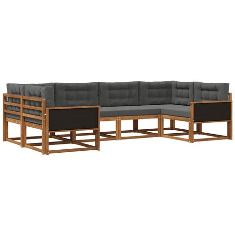 Set di divani da esterno con cuscino 6 pcs Naturale e Antracite - Foto 1