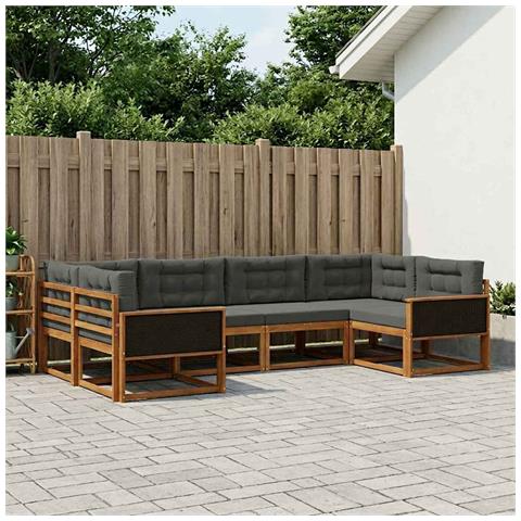 Set di divani da esterno con cuscino 6 pcs Naturale e Antracite - Foto 2
