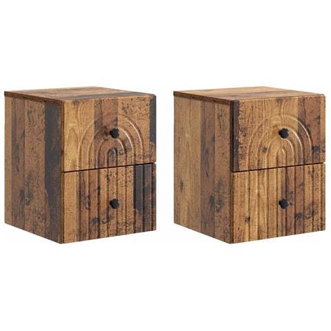 Mobiletto da notte a muro 2 pcs Legno antico 33 x 34,5 x 40 cm - Foto 1