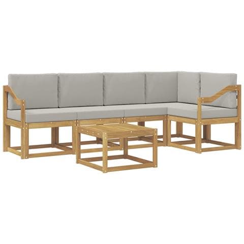 Set di divani da esterno 6 pcs Bianco e Grigio Chiaro - Foto 1