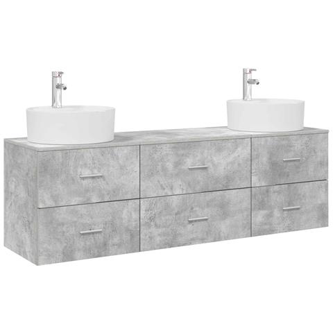 Set di Armadi da Bagno 3 pz Grigio Cemento 62,5 x 44,5 x 50 cm - Foto 1
