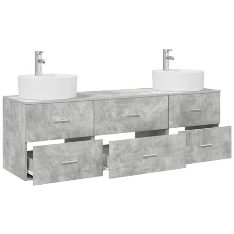 Set di Armadi da Bagno 3 pz Grigio Cemento 62,5 x 44,5 x 50 cm - Foto 10