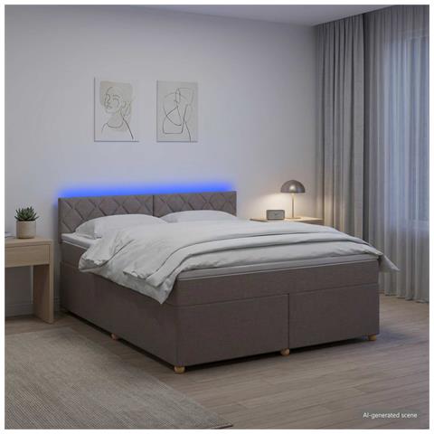 Letto box spring con materasso Tortora 180 x 200 cm Tessuto - Foto 2