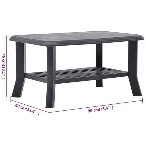 Tavolino Da Caffè Antracite 90x60x46 Cm In Plastica - Foto 2