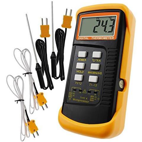 Digital 2 Canali K-type Termometro W 4 Termocoppie (wired E Acciaio Inox) -50 1300 C (-58 2372 F) Handheld Desktop Ad Alta Temperatura Scala Kelvin Doppia Misura Sensore Tester - Foto 1
