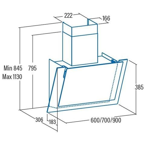 Cappa Valto 900 Xgbk Parete, Classe Di Efficienza Energetica A+, Larghezza 90 Cm, 575 M³ / h, Touch Control, Led, Nero - Foto 2