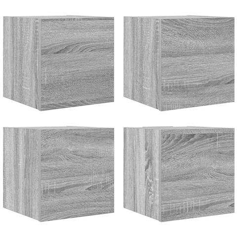 Armadietti Tv Montati A Parete 4 Pz Grigio Sonoma 30,5x30x30 Cm - Foto 1