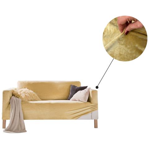 Copridivano Elasticizzato Effetto Velluto Modello Morbidissimo Colore Oro Poltrona Oro - Foto 8