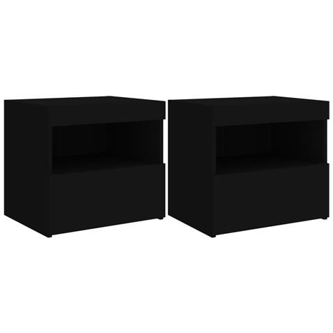Comodini Con Luci Led 2pz Neri 50x40x45 Cm - Foto 2