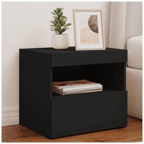 Comodini Con Luci Led 2pz Neri 50x40x45 Cm - Foto 1