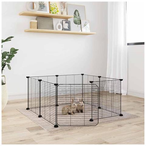 Gabbia Per Animali 8 Pannelli Con Porta Nero 35x35 Cm Acciaio - Foto 2