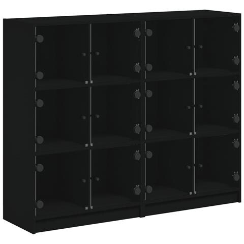 Libreria Con Ante Nera 136x37x109 Cm In Legno Multistrato - Foto 2