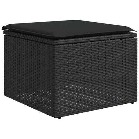 Sgabello Giardino Con Cuscino Nero 55x55x37 Cm In Polyrattan - Foto 2
