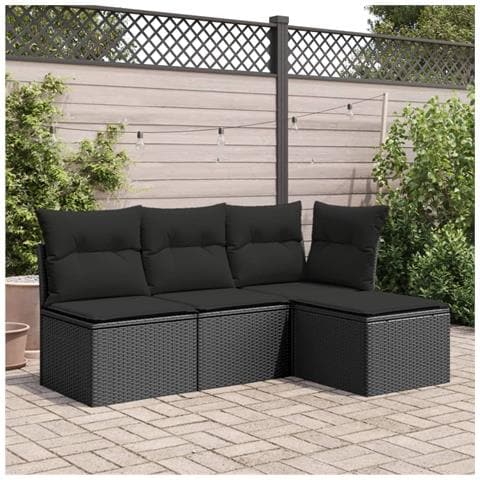 Sgabello Giardino Con Cuscino Nero 55x55x37 Cm In Polyrattan - Foto 3