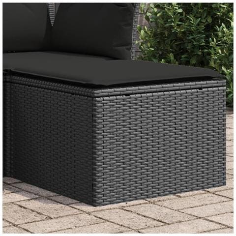 Sgabello Giardino Con Cuscino Nero 55x55x37 Cm In Polyrattan - Foto 1