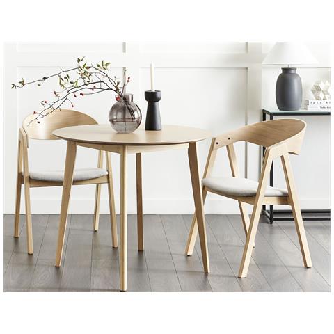 Set Di 2 Sedie Da Pranzo Tessuto Grigio Chiaro E Legno Chiaro Yuba - Foto 1