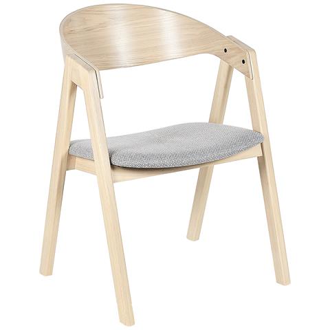 Set Di 2 Sedie Da Pranzo Tessuto Grigio Chiaro E Legno Chiaro Yuba - Foto 2