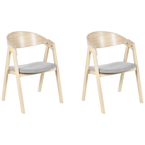 Set Di 2 Sedie Da Pranzo Tessuto Grigio Chiaro E Legno Chiaro Yuba - Foto 5