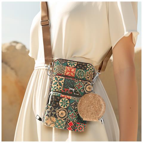 Borsello Sughero, Collezione Corkmosaic Chiusure A Zip E A Scatto - Foto 5