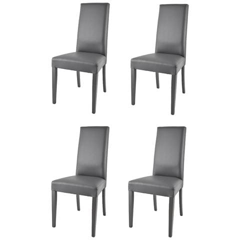 Set 4 Sedie Bally In Legno Di Faggio, Seduta E Schienale Imbottiti E Rivestiti In Finta Pelle Colore Grigio Scuro - Foto 1