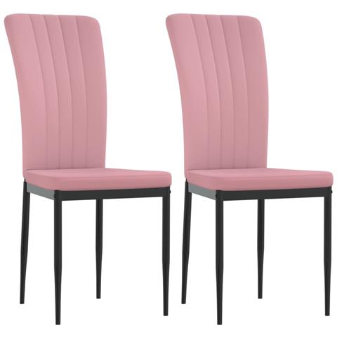 Sedie Da Pranzo 2 Pz Rosa In Velluto - Foto 2
