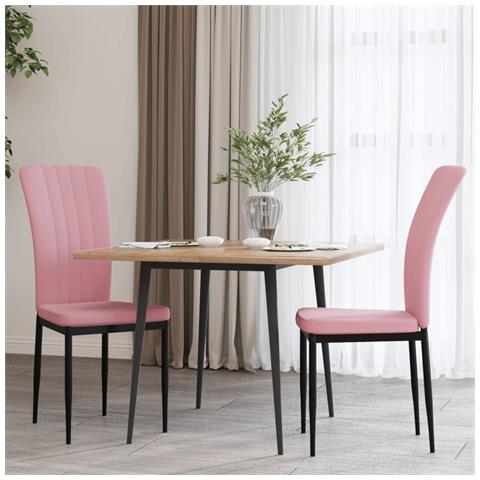 Sedie Da Pranzo 2 Pz Rosa In Velluto - Foto 1