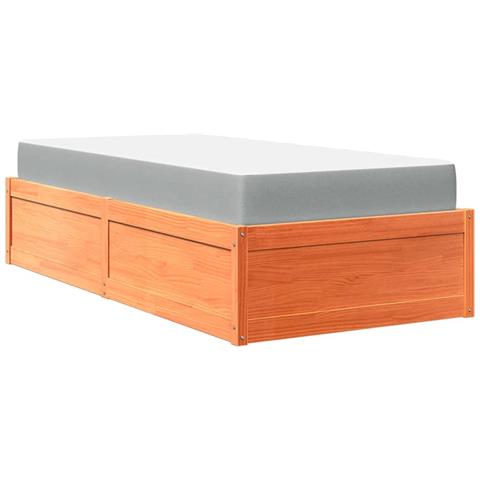 Letto Con Materasso Marrone Cera 90x200cm Legno Massello Pino - Foto 2