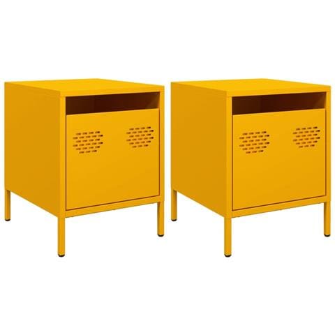 Comodini 2 Pz Giallo Senape 35x39x43,5 Cm In Acciaio - Foto 1
