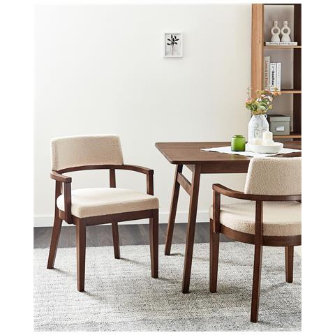 Set Di 2 Sedie Da Pranzo Dalbo Bouclé Marrone Scuro /beige - Foto 1