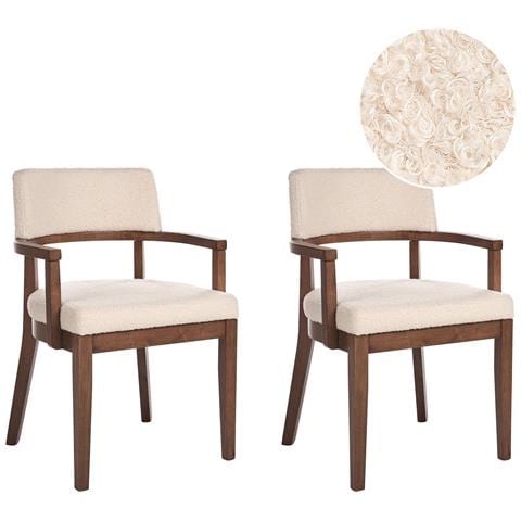 Set Di 2 Sedie Da Pranzo Dalbo Bouclé Marrone Scuro /beige - Foto 2