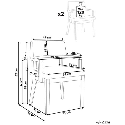 Set Di 2 Sedie Da Pranzo Dalbo Bouclé Marrone Scuro /beige - Foto 8