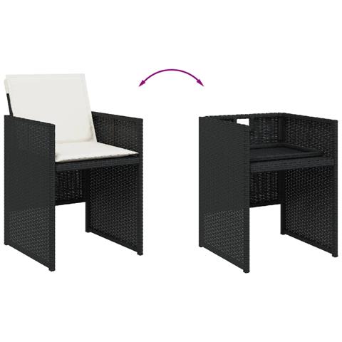 Set da Pranzo da Giardino 17 pz con Cuscini Nero in Polyrattan - Foto 2