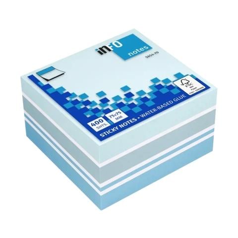 Info Cubo Da 400 Foglietti Adesivi 75 X 75 Mm - Certificato Fsc? - Colori Blu Riciclato, Blu Pastello, Blu - Foto 1