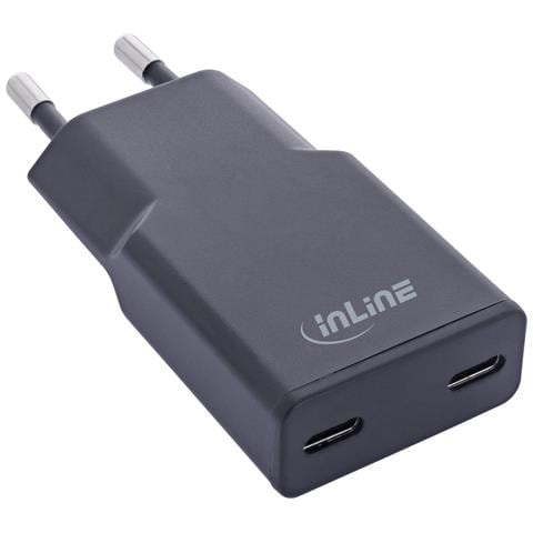 Caricatore di alimentazione USB Dual USB-C, PD, PPS, 30W, nero - Foto 1