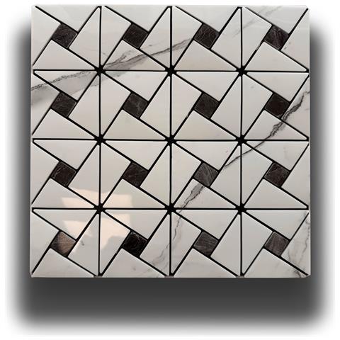 Piastrelle 3d Autoadesive In Pet Acustiche E Isolanti 30x30cm (4mm Spessore) Trapezi Carrara - Foto 1