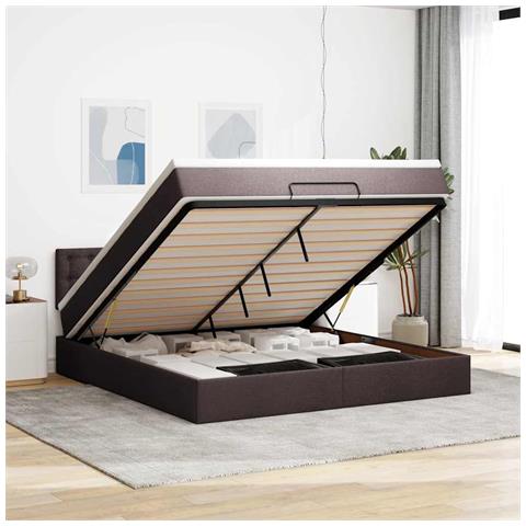 Struttura Letto Pouf Con Materasso 160x200 Cm In Tessuto - Foto 1