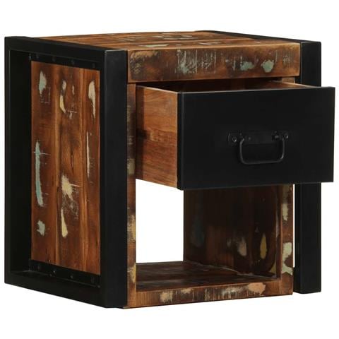 Comodini 2 Pz Multicolore 40x35x40cm In Legno Massello Recupero - Foto 3