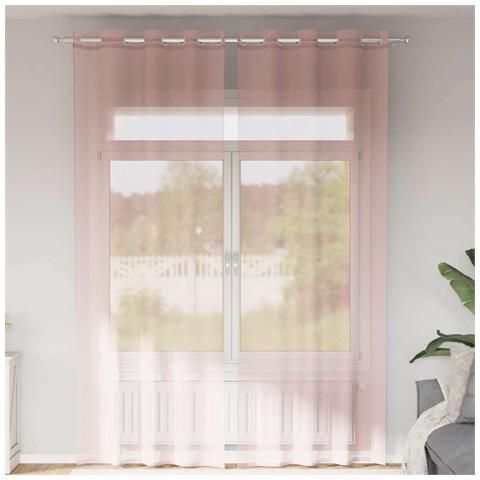 Tende In Voile Con Occhielli 2 Pz Rosa 140x300 Cm - Foto 1