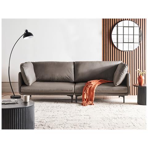 Divano 3 Posti Revsnes Pelle Sintetica Marrone - Foto 1