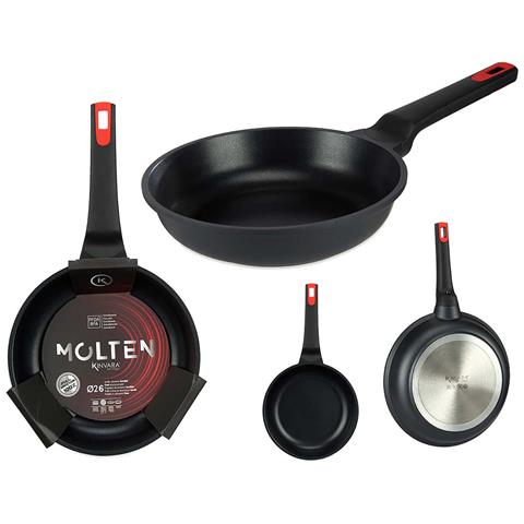 Piatto Di Diga 26cm Colato Full Induzione Fuso 21,2x49x8,8 Cm. Colore Nero - Foto 2