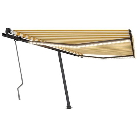 Tenda Da Sole Retrattile Manuale Led 450x300 Cm Gialla Bianca - Foto 1