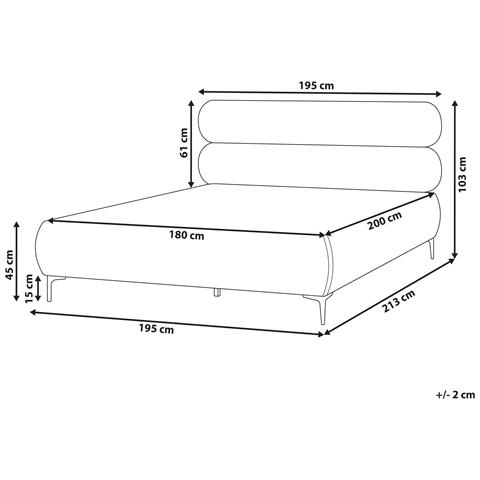 Letto Bouclé Lessay 180 X 200 Cm Bianco Sporco - Foto 2
