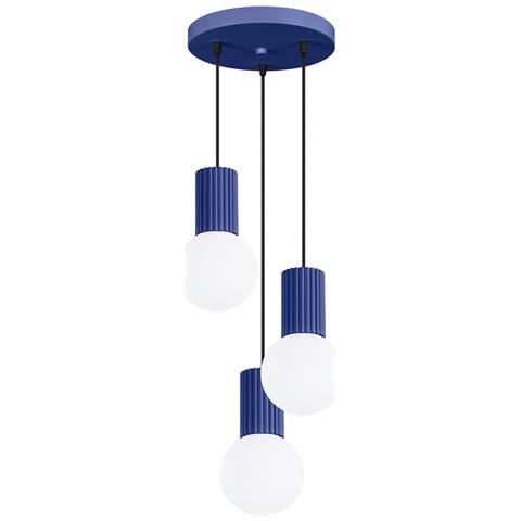 Sollux Lighting Lampada A Sospensione Halo 3p Ultramarine Sl.1740 - Moderno Lampada A Sospensione Oltremare 125x25x25 Cm - Foto 1
