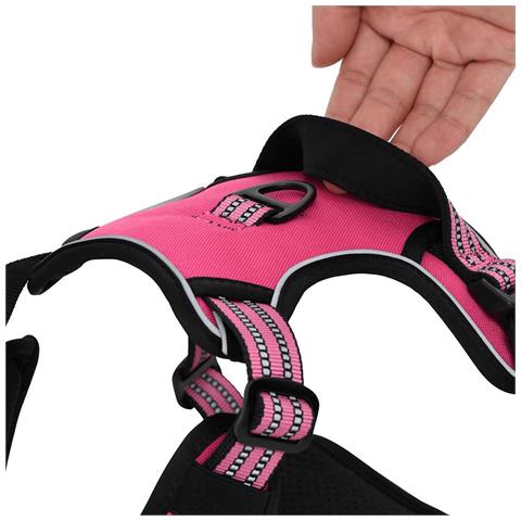 Pettorina per Cani con Strisce Riflettenti Regolabile Rosa M - Foto 2